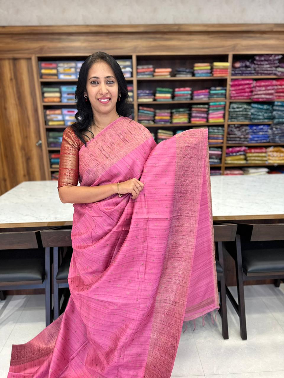 PINK - SEMI TUSSAR SILK