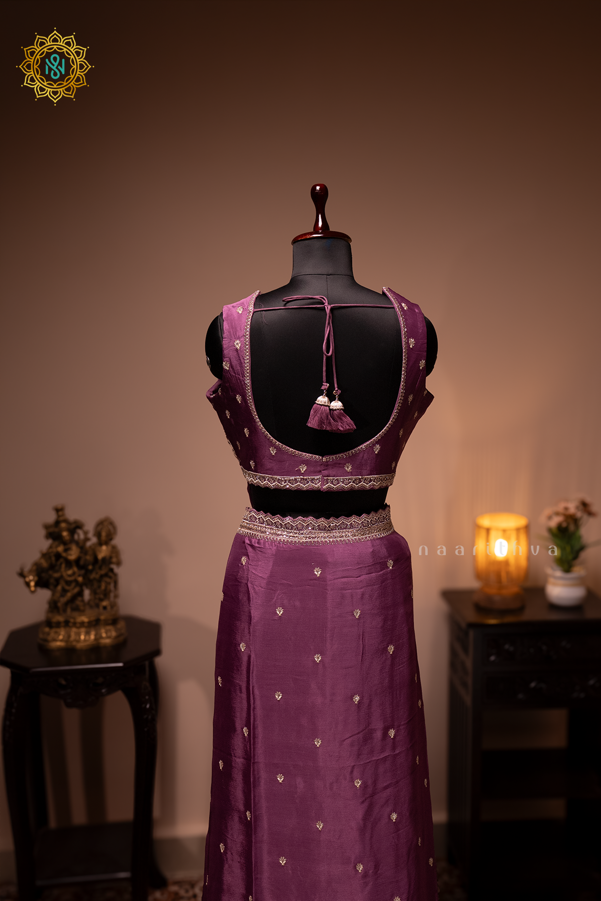 LAVENDER - CHINNON DESIGNER WEAR WITH READYMADE BLOUSE