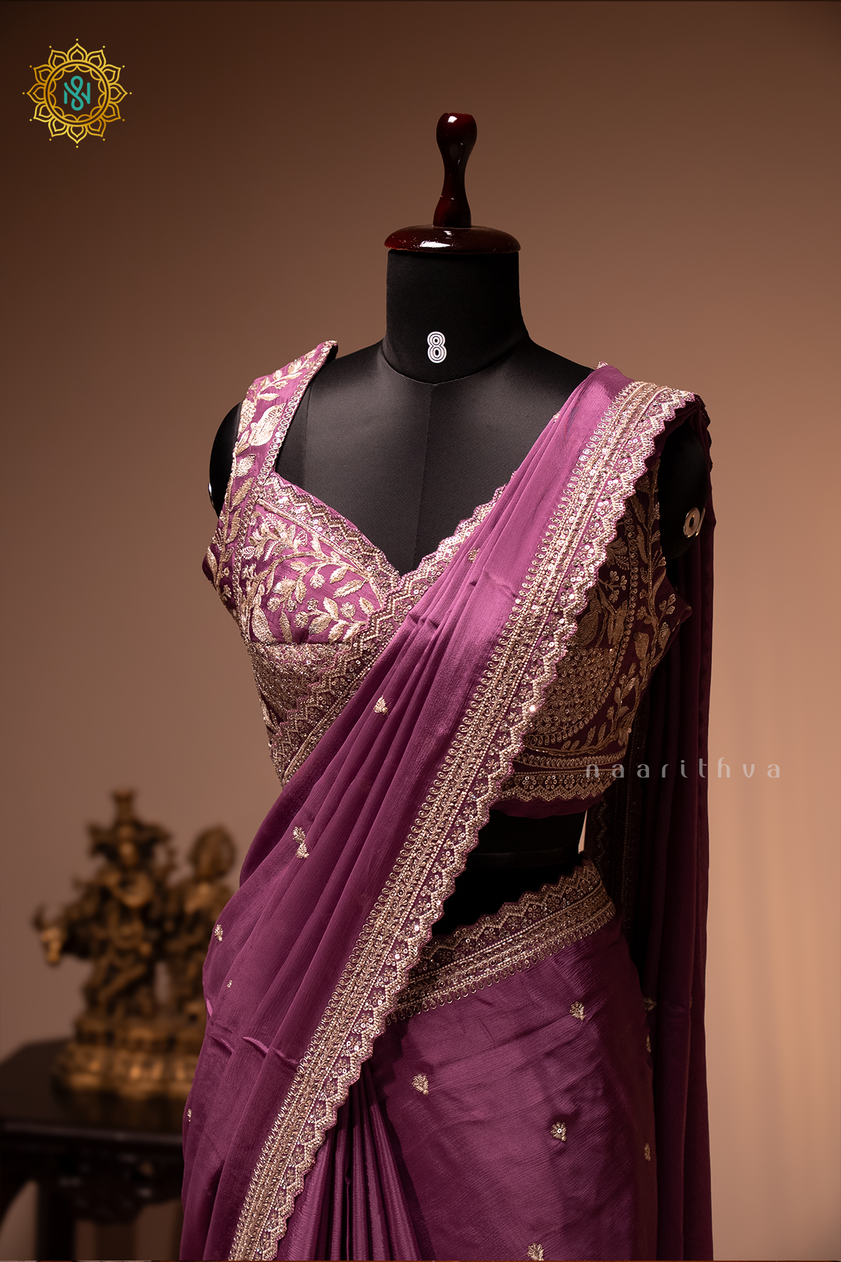 LAVENDER - CHINNON DESIGNER WEAR WITH READYMADE BLOUSE