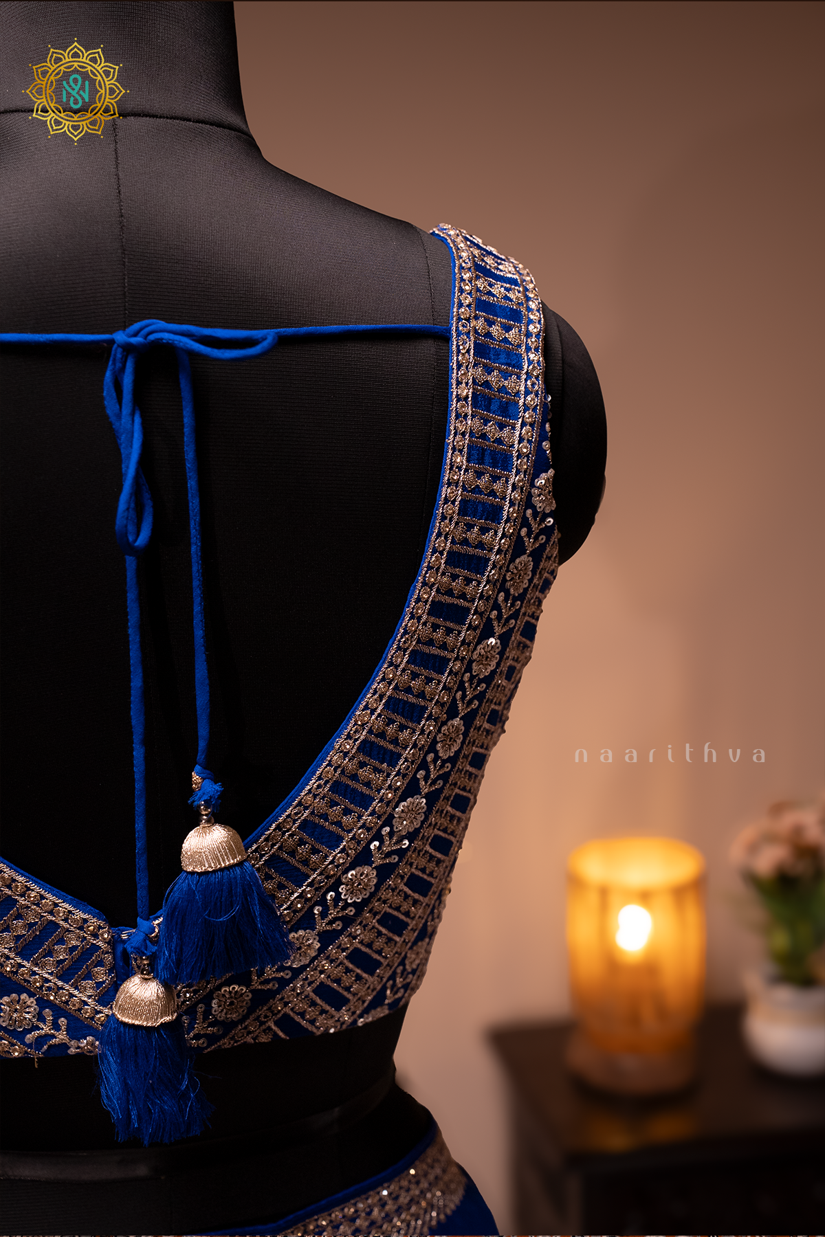 ROYAL BLUE - CHINNON DESIGNER WEAR WITH READYMADE BLOUSE