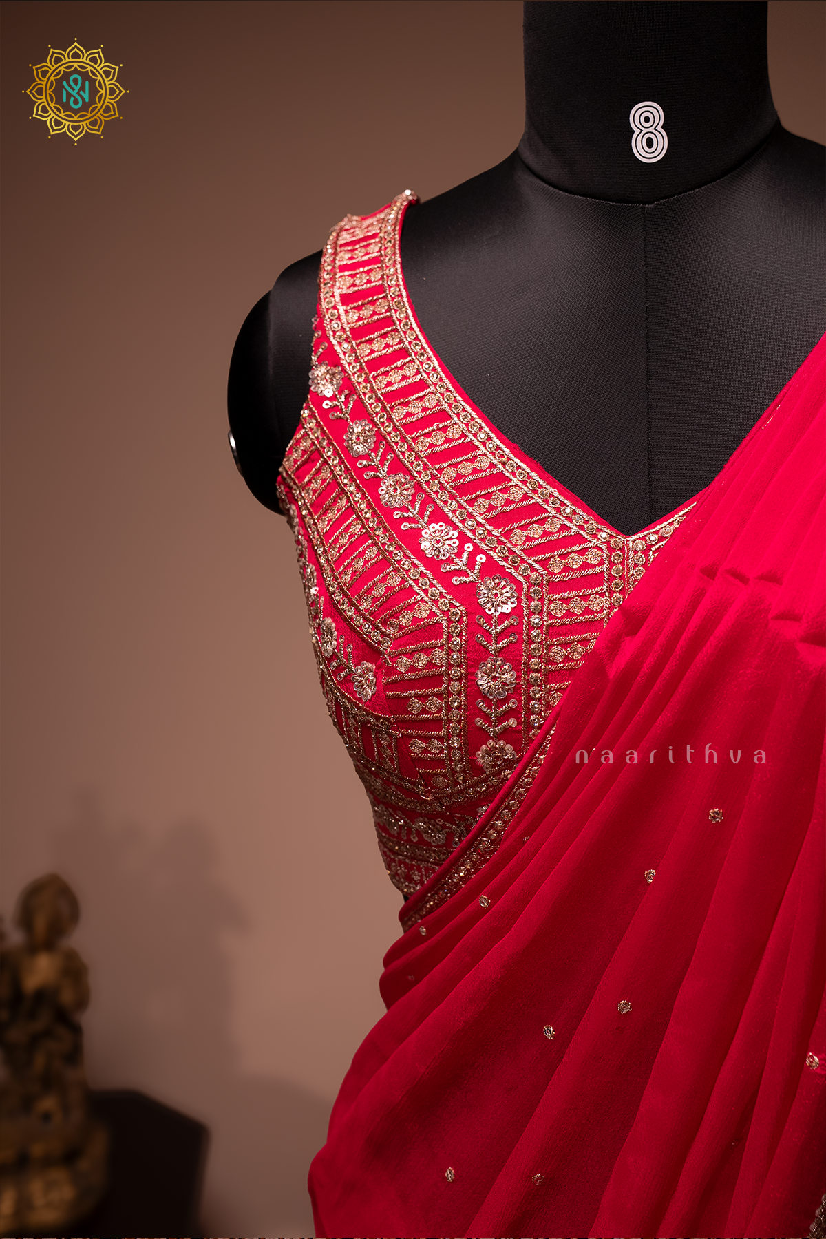 RANI PINK - CHINNON DESIGNER WEAR WITH READYMADE BLOUSE