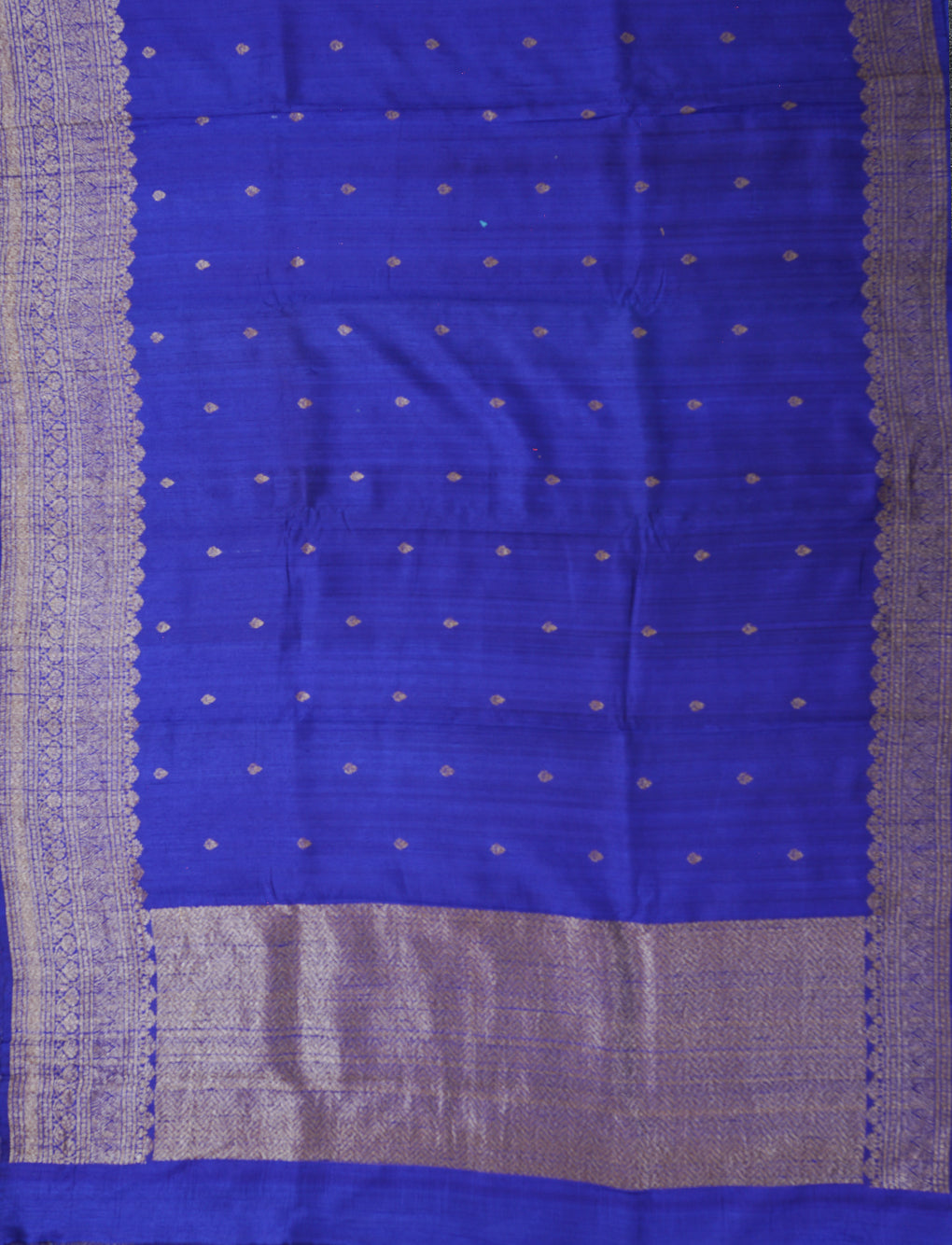 ROYAL BLUE - PURE RAW SILK WITH ANTIQUE ZARI WEAVING & CONTRAST BLOUSE