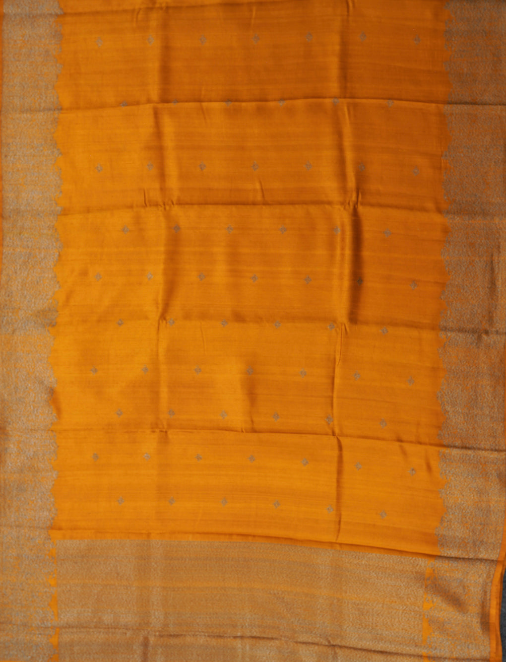 MUSTARD - PURE RAW SILK WITH ANTIQUE ZARI WEAVING & CONTRAST BLOUSE