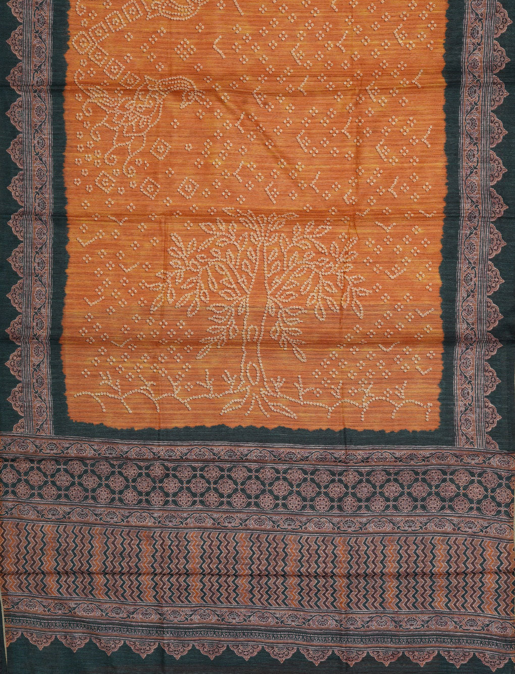 MUSTARD WITH BLACK - SEMI GICHA TUSSAR WITH ALLOVER PRINTS