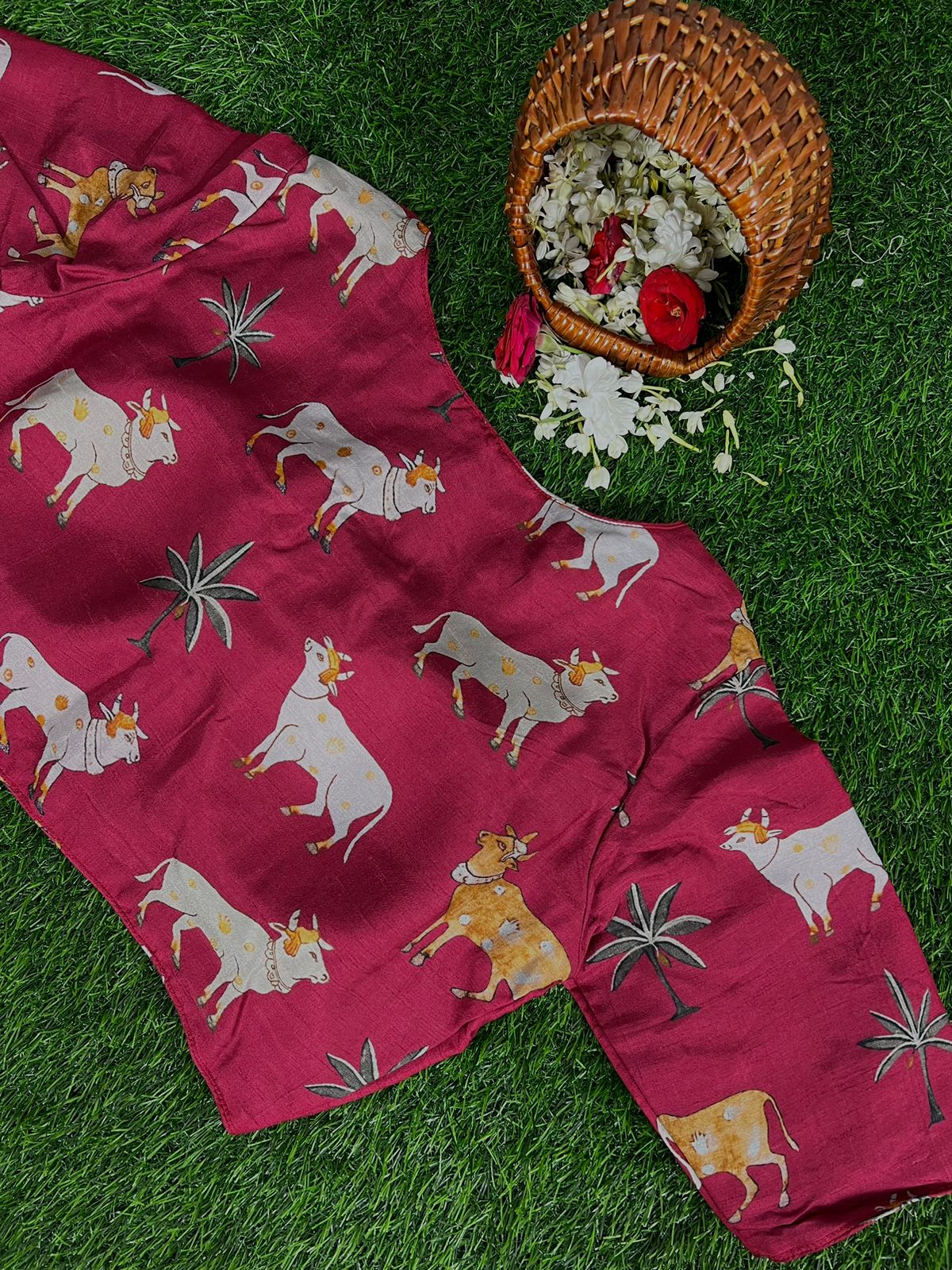 REDDISH PINK - READYMADE DOLA SILK WITH PICHWAI PRINTS