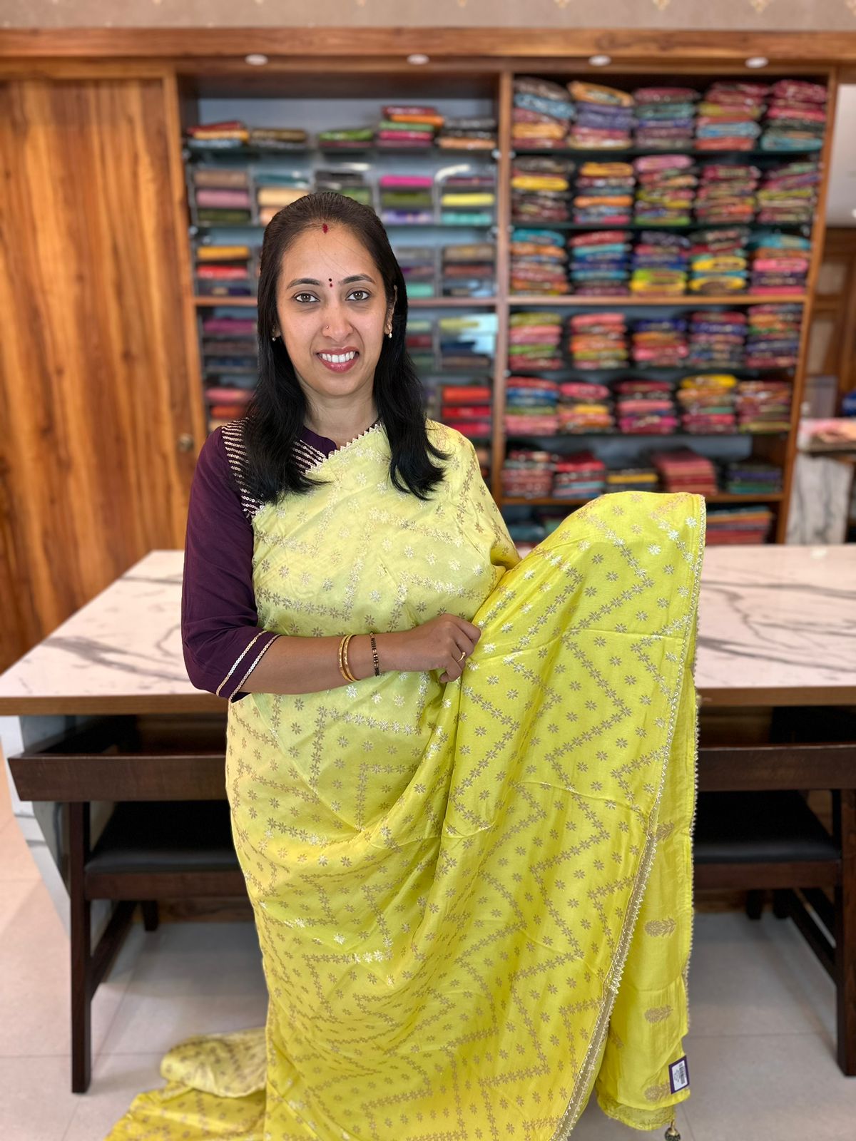 Shop green Kota cotton saree online at The S Studio