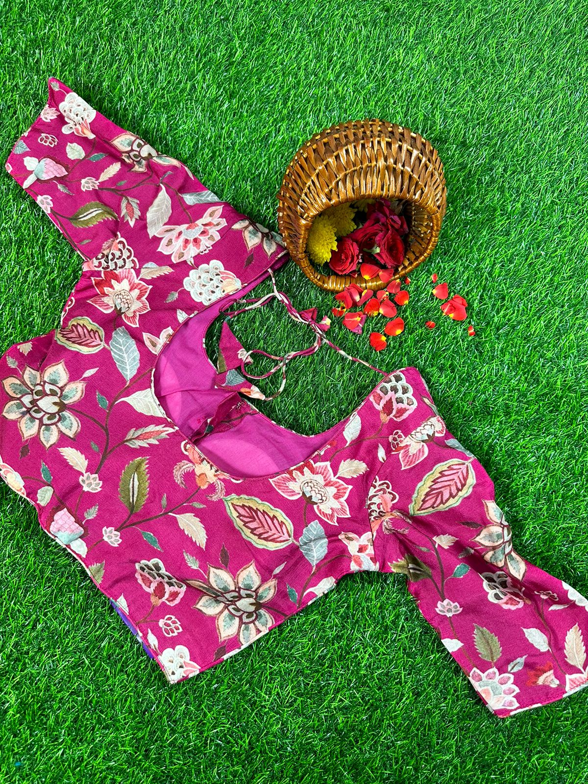 PINK - READYMADE DOLA SILK WITH FLORAL PRINTS